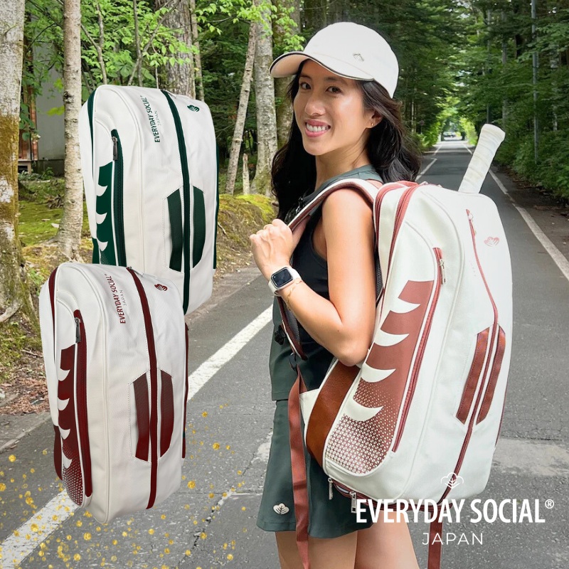 The Courtside Paddle Bag|Forest Green|Truffle Brown